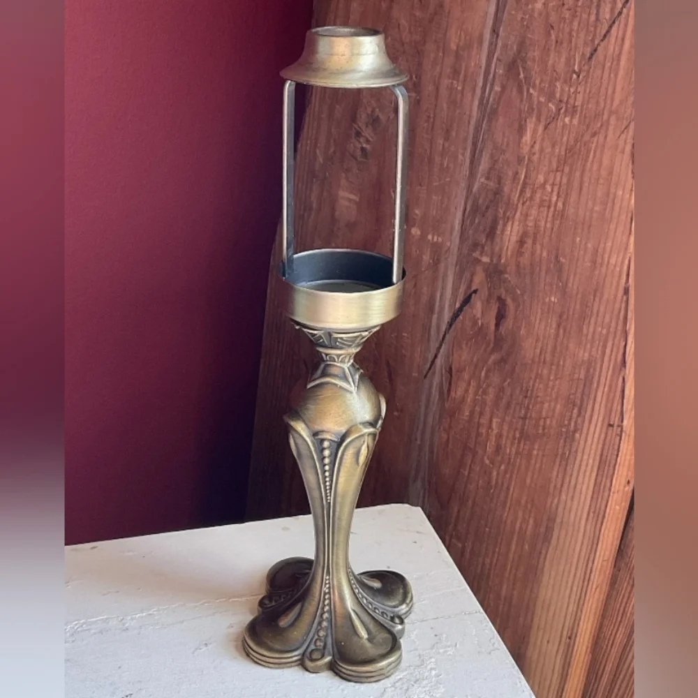 Vintage PartyLite Stained Glass Tealight Lamp, Excellent Cond. Rude=Block